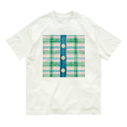 Bright green line art  オーガニックコットンTシャツ