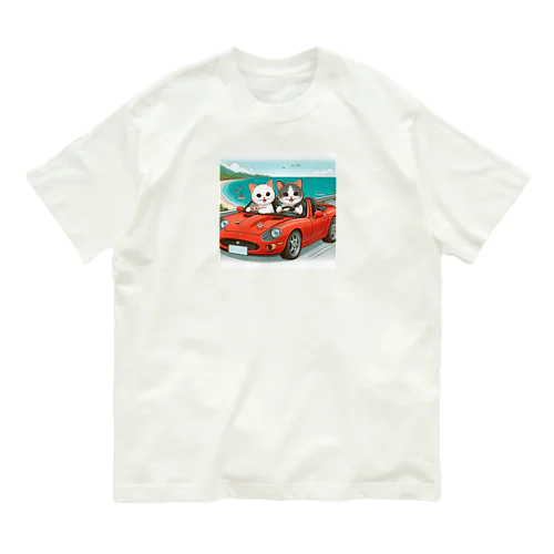 猫ちゃんのドライブデート Organic Cotton T-Shirt