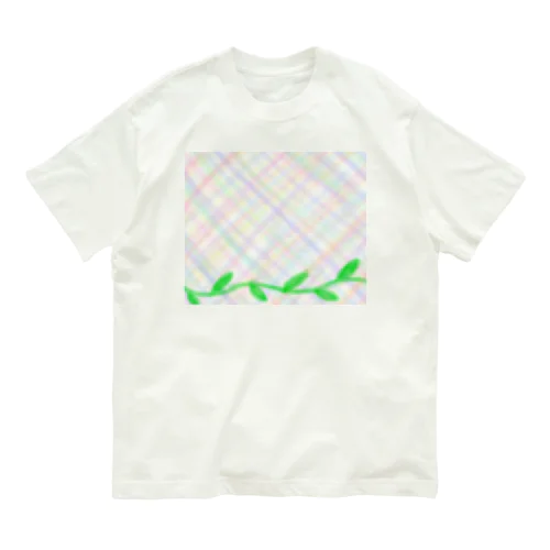 ほんわか優しいクロス模様Ⅱと葉っぱ Organic Cotton T-Shirt