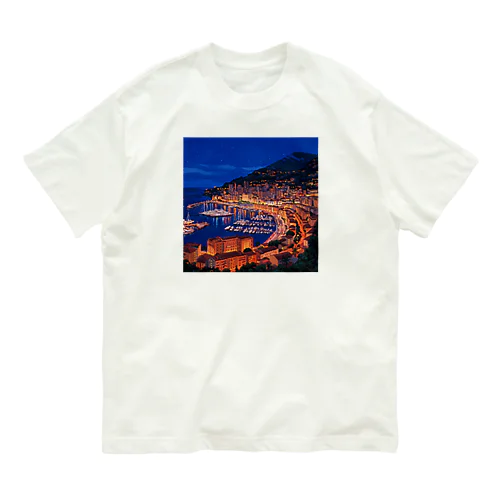 【絶景ピクセルアート】モナコの夜景 Organic Cotton T-Shirt