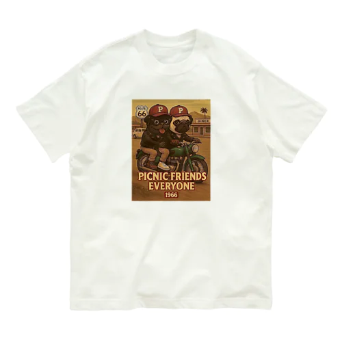 バイクで2人乗りパグ Organic Cotton T-Shirt