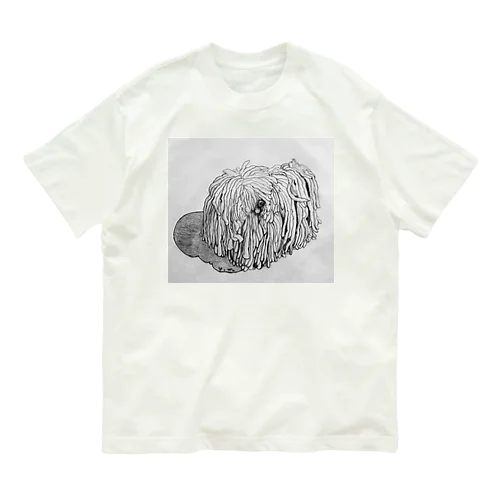 かしこいプーリー犬が振り向いた。puli illustration  Organic Cotton T-Shirt