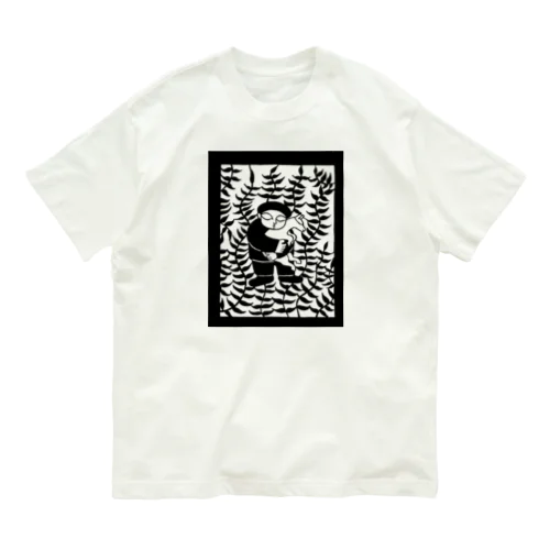 山羊と少年（モノクロ） オーガニックコットンTシャツ