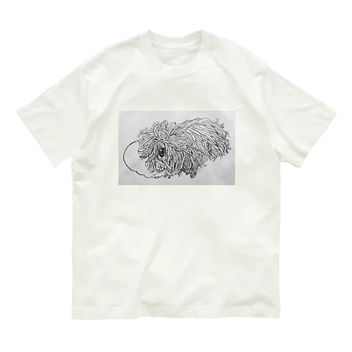 かしこいプーリー犬が転がる。 puli illustration  Organic Cotton T-Shirt