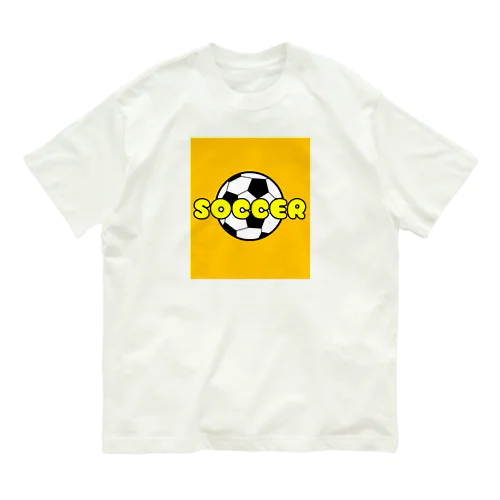 サッカーボール柄Tシャツ（黄色/白） オーガニックコットンTシャツ