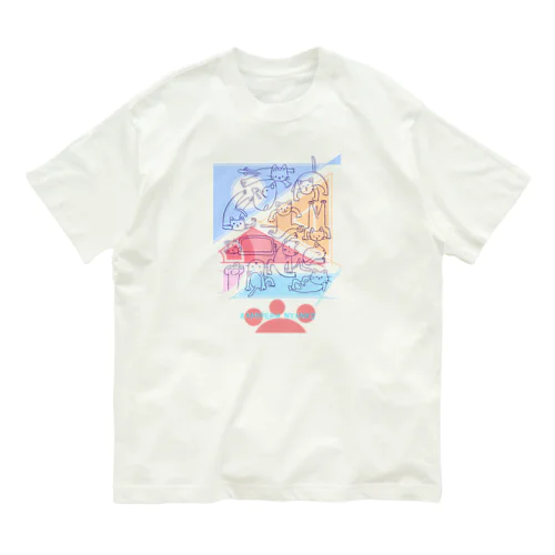 紙ペラにゃんこ(たくさん/色2) オーガニックコットンTシャツ