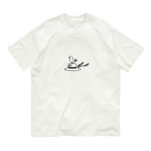 夏休み かもめと麦わら帽子 オーガニックコットンTシャツ