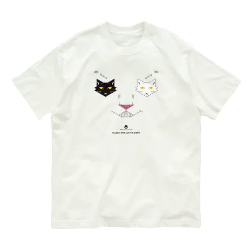 白黒猫ニヤリ2015 オーガニックコットンTシャツ