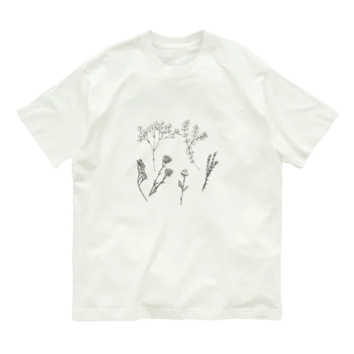 ドライフラワー(black) Organic Cotton T-Shirt