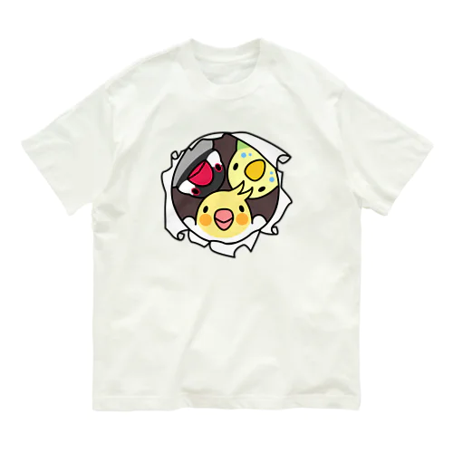 なかよしインコ【まめるりはことり】 オーガニックコットンTシャツ