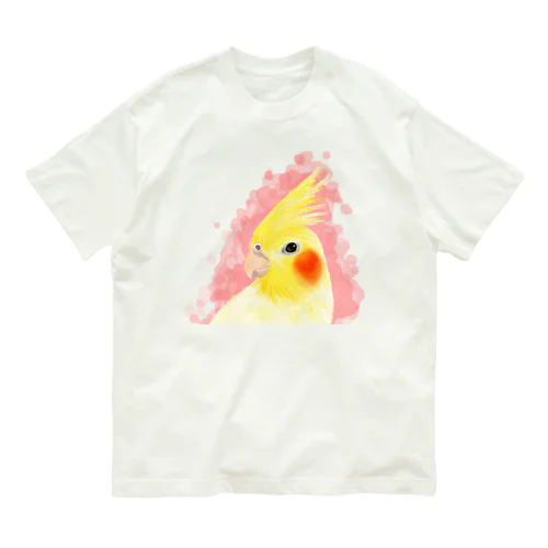 ほんわかオカメインコ　ルチノー【まめるりはことり】 オーガニックコットンTシャツ