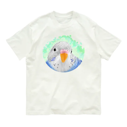 セキセイインコ　オパーリン【まめるりはことり】 オーガニックコットンTシャツ