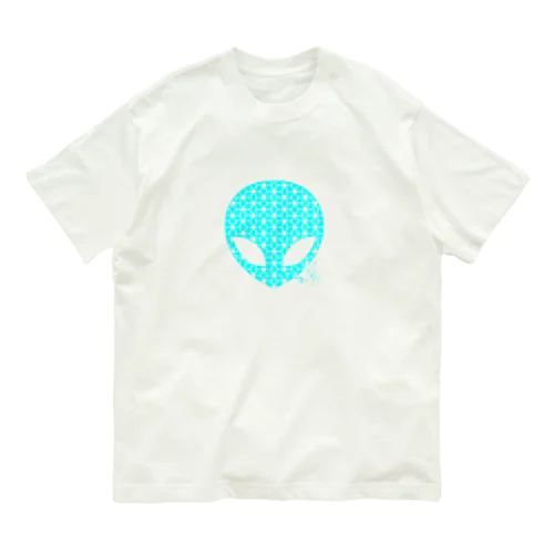 麻柄宇宙人くん【水色】 オーガニックコットンTシャツ