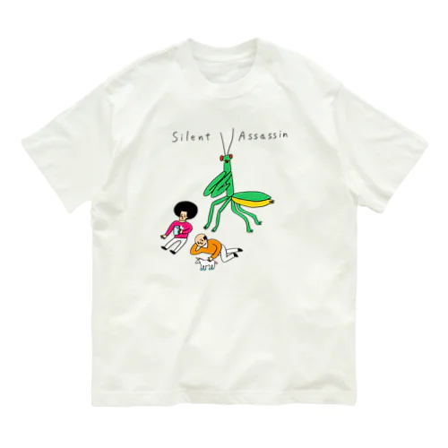 背後にカマキリ オーガニックコットンTシャツ