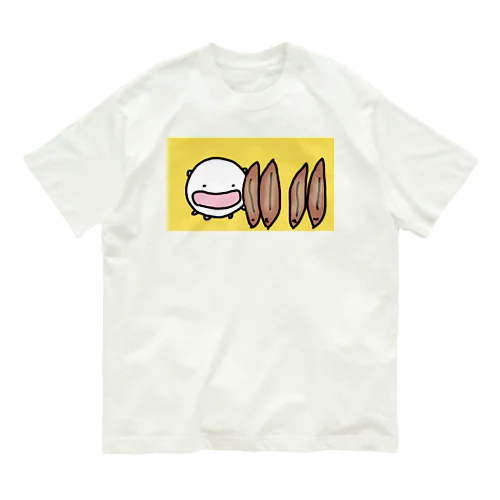 うなぎの蒲焼きを立てまくるねこです オーガニックコットンTシャツ