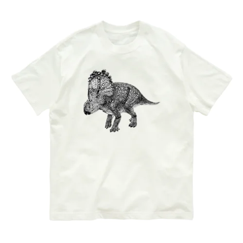 Sinoceratops(ペン画） オーガニックコットンTシャツ