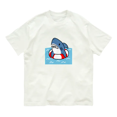 うきわでうかぶサメ オーガニックコットンTシャツ