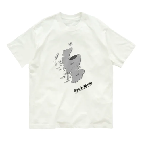 Scotch Whisky‘s  map (モノクロver) Organic Cotton T-Shirt