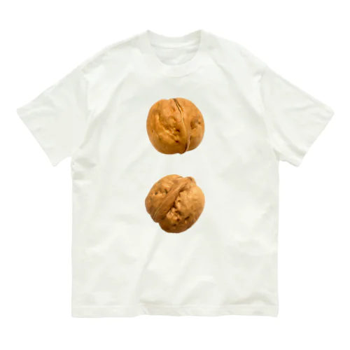【硬さの象徴】剥いてない胡桃の実 オーガニックコットンTシャツ