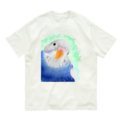 セキセイインコ　オパーリン大【まめるりはことり】 オーガニックコットンTシャツ