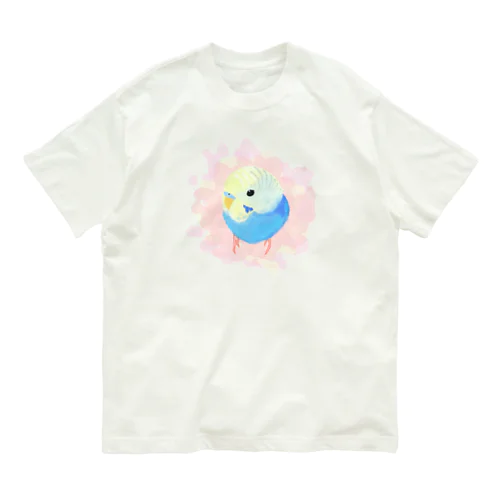 まるまるセキセイインコ【まめるりはことり】 オーガニックコットンTシャツ