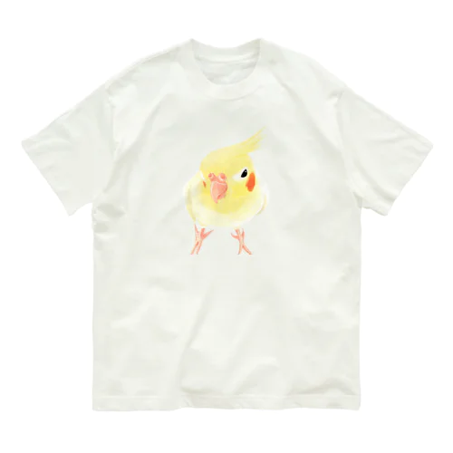 オカメインコ　おすましルチノー【まめるりはことり】 オーガニックコットンTシャツ