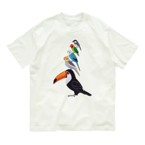 小鳥ブレーメン　オニオオハシ・オカメインコ・セキセイインコ・コザクラインコ・文鳥 Organic Cotton T-Shirt