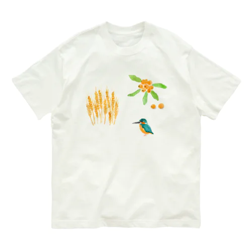 麦・枇杷・カワセミ Organic Cotton T-Shirt