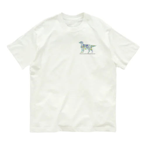 花　ボタニカル　フラットコーテッドレトリバー Organic Cotton T-Shirt