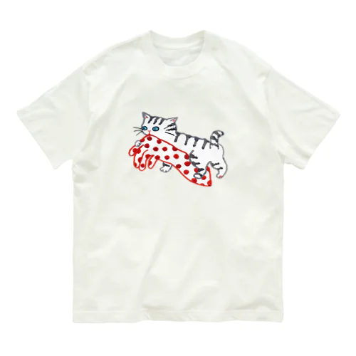 水玉手袋とねこ Organic Cotton T-Shirt