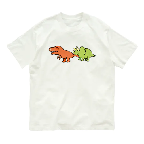 カムカム恐竜（ティラノサウルス×トリケラトプス） Organic Cotton T-Shirt