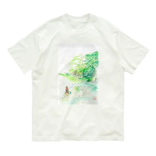 渓流釣り　片面Tシャツ オーガニックコットンTシャツ