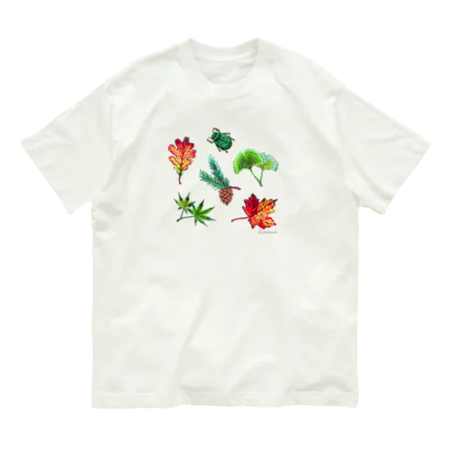 植物図鑑 手刺繍風 Organic Cotton T-Shirt