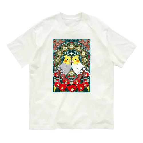 オカメインコ椿【まめるりはことり】 Organic Cotton T-Shirt