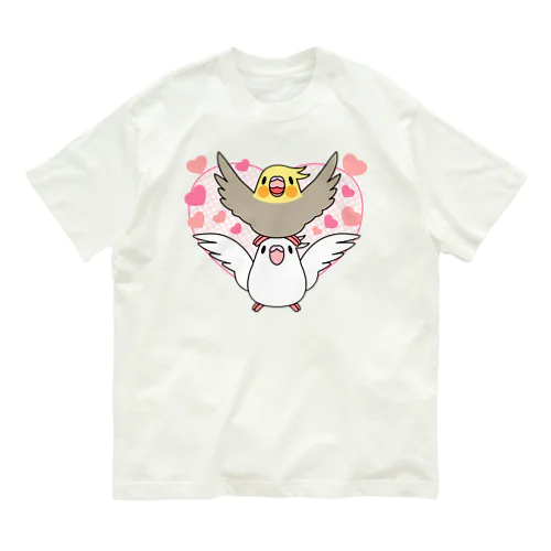 ラブリーオカメインコ【まめるりはことり】 オーガニックコットンTシャツ