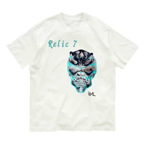 Relic 7　二角鬼スカル オーガニックコットンTシャツ