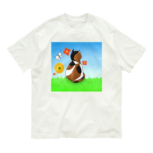 野原の三毛猫さん Organic Cotton T-Shirt