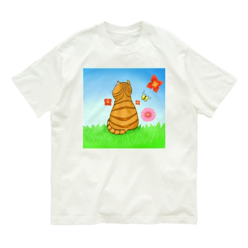 野原のトラ猫さん Organic Cotton T-Shirt