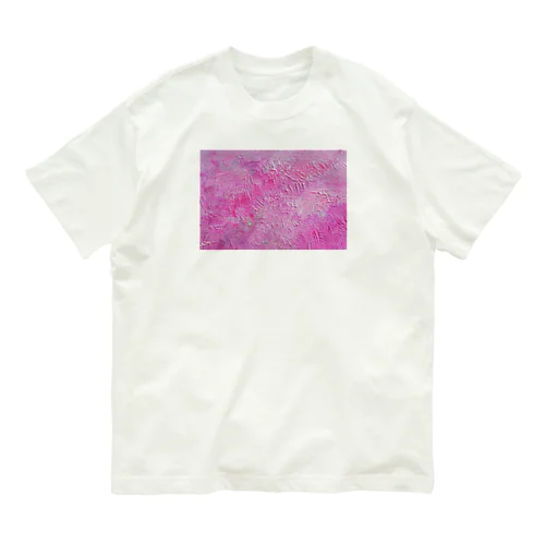 ピンクアクリル絵の具。 オーガニックコットンTシャツ