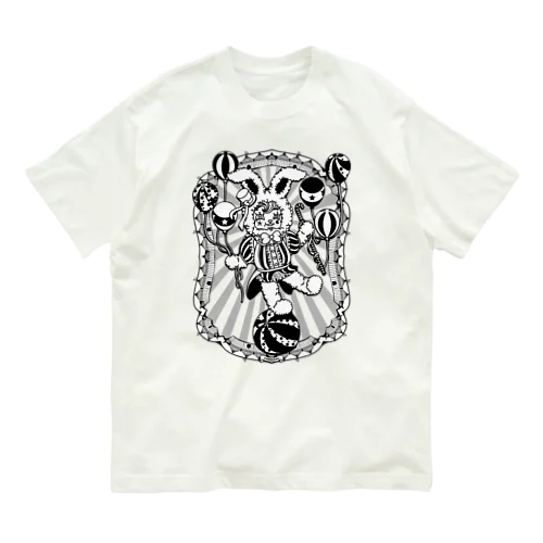 うさぎのラビ‐キラキラサーカス-モノクロ Organic Cotton T-Shirt