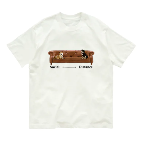 ソーシャルディスタンス　柴犬 Organic Cotton T-Shirt