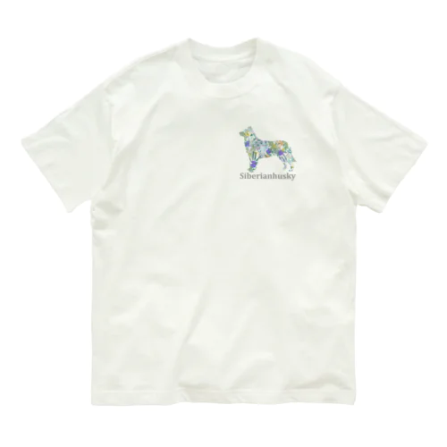 ボタニカル　ハスキー オーガニックコットンTシャツ