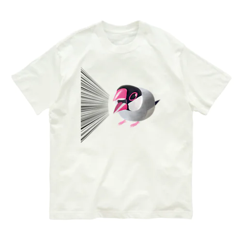 激おこ！ぎゅるぎゅる桜文鳥 オーガニックコットンTシャツ