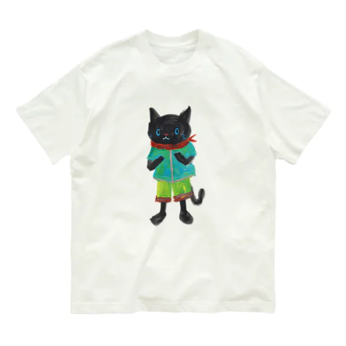 ねこびとさん（クロ） オーガニックコットンTシャツ