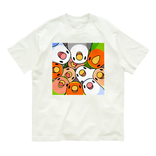 みっちりむっちり過密コザクラインコさん【まめるりはことり】 オーガニックコットンTシャツ