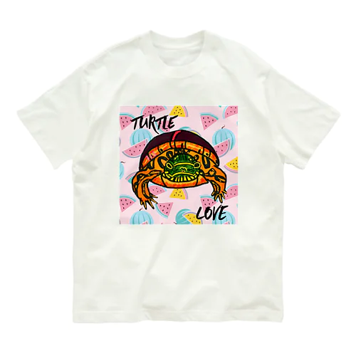 アカセスジガメちゃん カラフル Organic Cotton T-Shirt