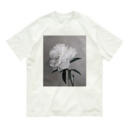 White peony_3 オーガニックコットンTシャツ