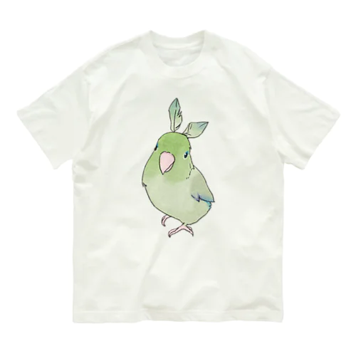 お羽飾り　マメルリハちゃん【まめるりはことり】 オーガニックコットンTシャツ