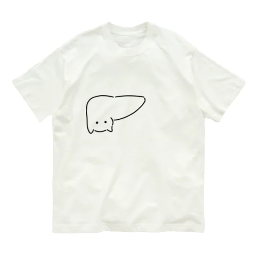 肝臓がニャンコ オーガニックコットンTシャツ