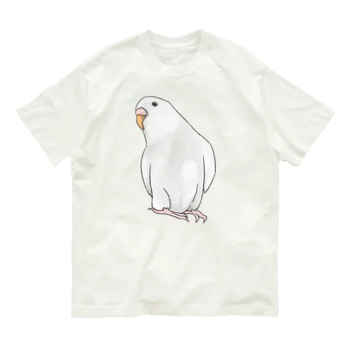 アルビノセキセイインコちゃん【まめるりはことり】 オーガニックコットンTシャツ